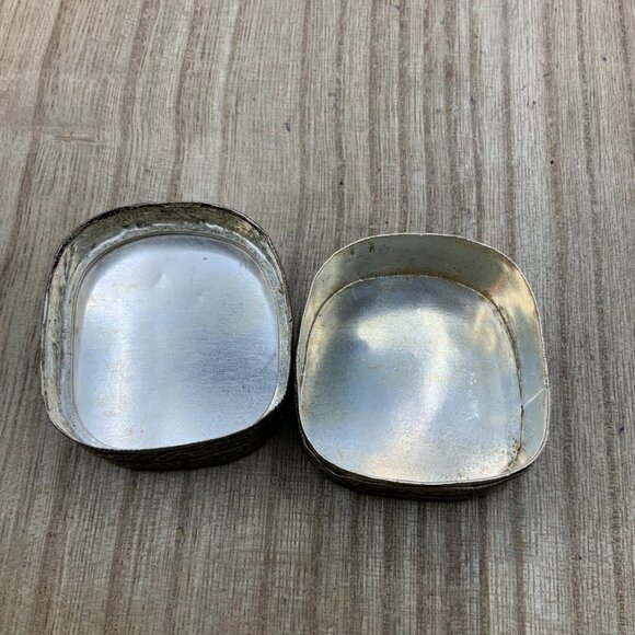 Trinket Box Vintage Silver Plated Porcelain Floral Bird - Picture 6 of 8